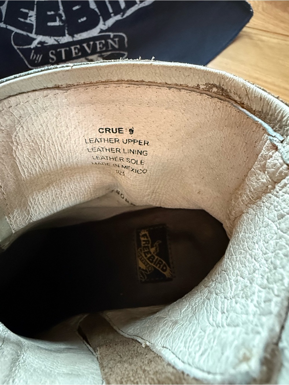 Freebird CRUE Strappy Ice Cream Leather Ankle Boots with Tan Strap Accents - Picture 9 of 14